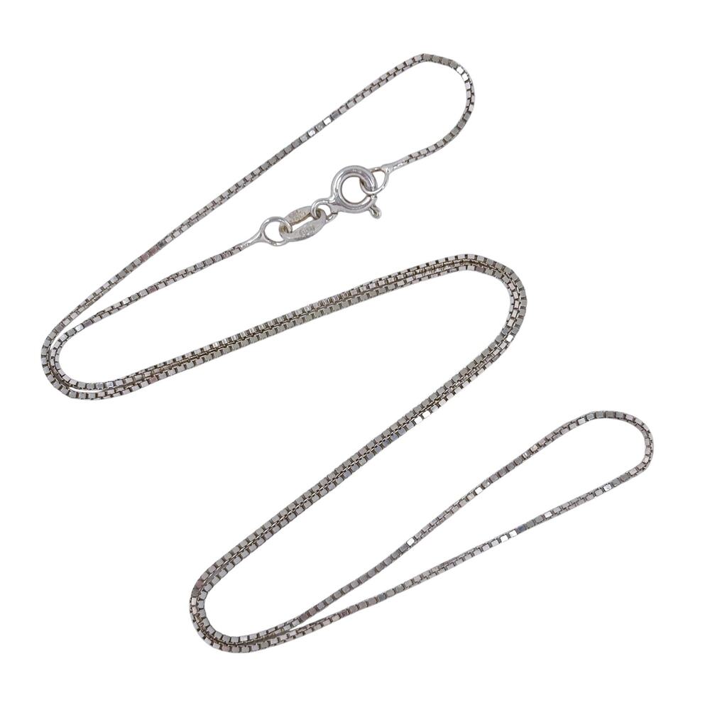 Estate Italy Sterling Silver 925 0.9mm Box Link Chain Necklace 17.5"